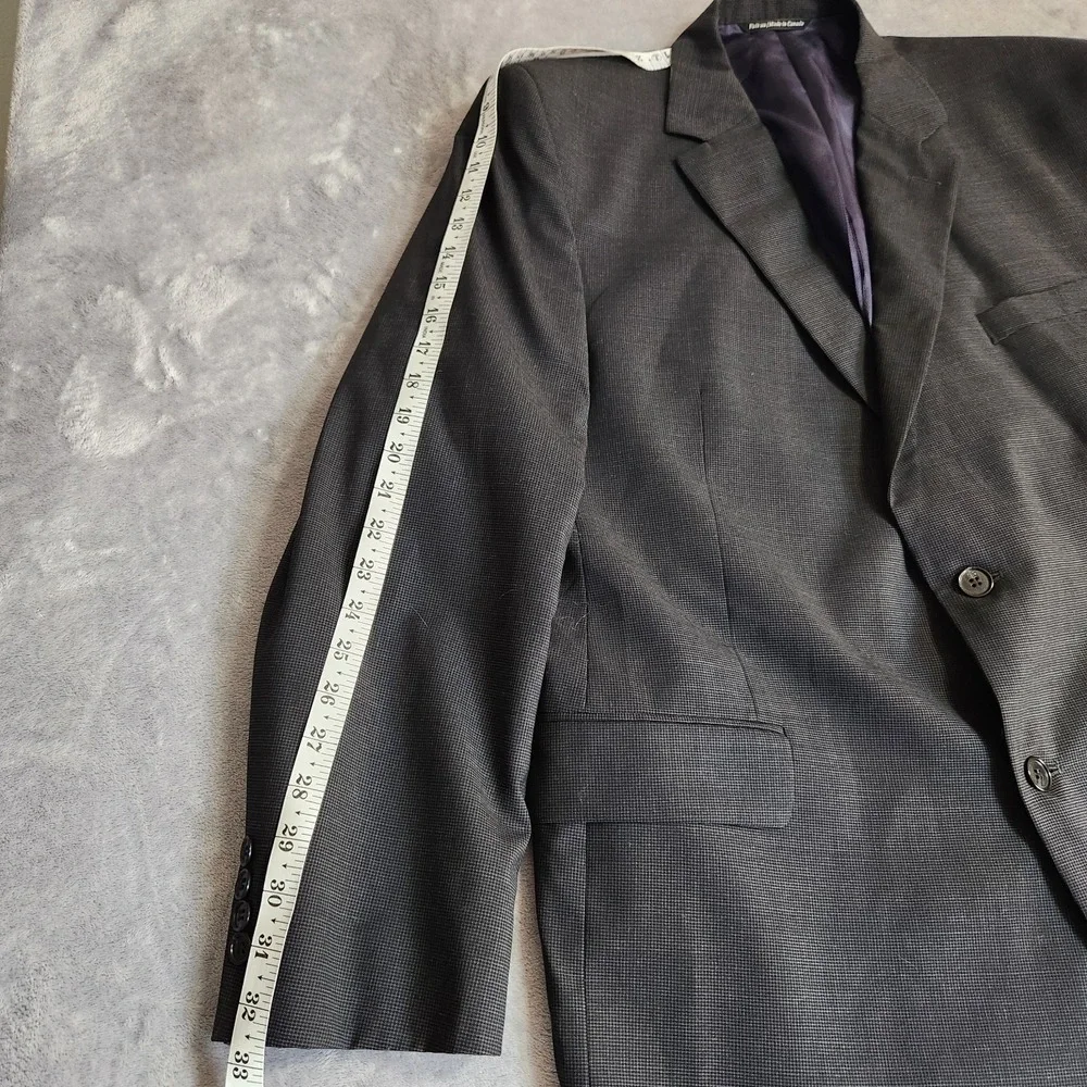 Jack Victor Select Wool Sport Coat Blazer Jacket Navy Neptune Check Mens 48R